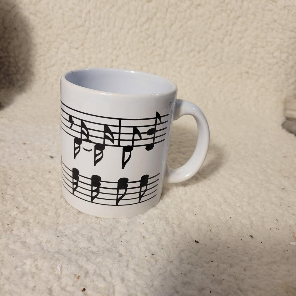 Vintage Waechtersbach W Germany Music Notes Coffee Mug White Black Musical Staff
